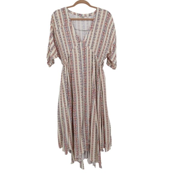 En Crème Maxi Dress Womens L Beige Boho Artsy Ethnic Gypsy Resort Beach Relaxed - Picture 2 of 16